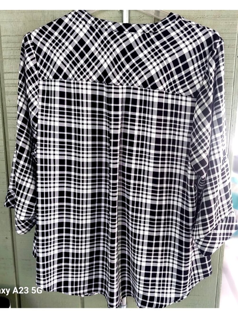 Torrid Harper Womens Black & White Plaid Button-Front Blouse Size 3 3/4 Sleeves